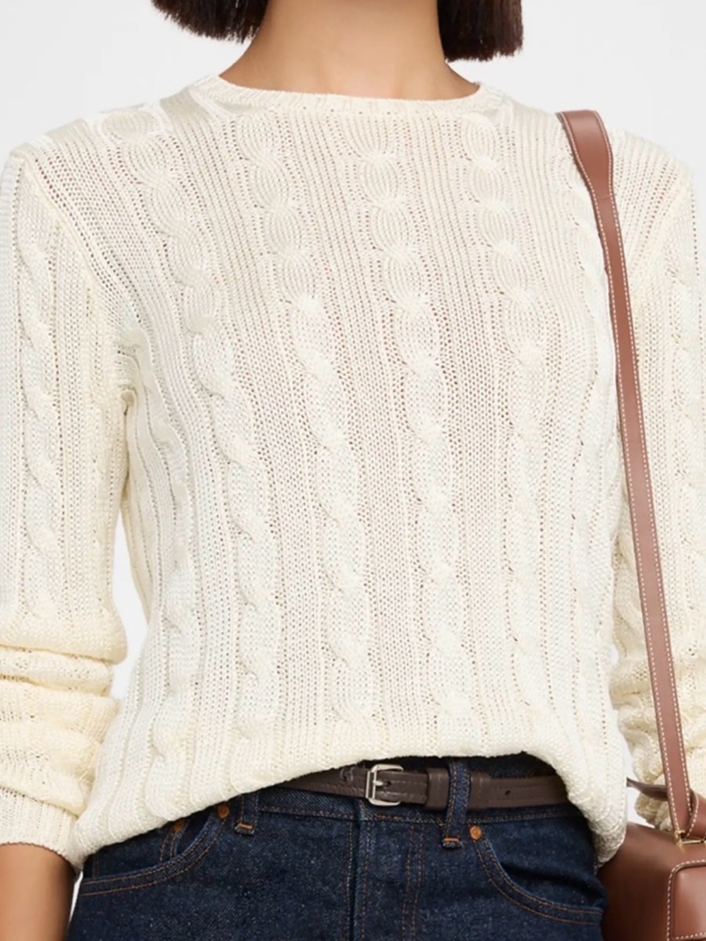Ralph Lauren Black Label 100% CASHMERE Women's Cream Cable-Knit Sweater XS